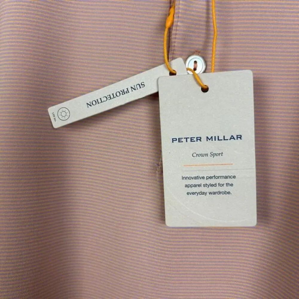 NEW Peter‎ Millar SUMMER COMFORT Men's Large Quick Dry Stretch Golf Polo Striped - Picture 6 of 7